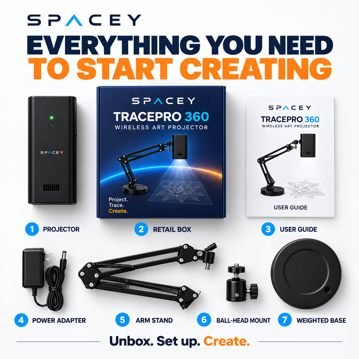 SPACEY TracePro 360° Wireless Art Projector