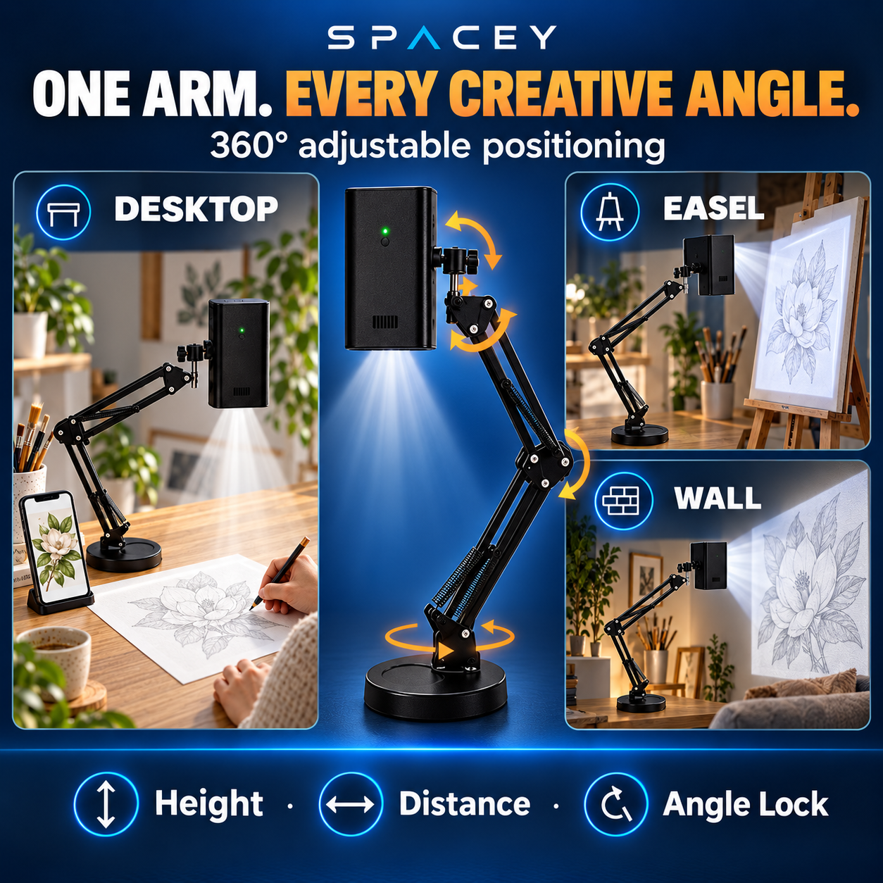 SPACEY TracePro 360° Wireless Art Projector